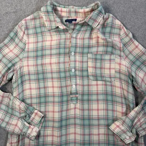 Southern Shirt Co Women's Medium Plaid Popover Button Up Long Sleeve Top Tunic thumbnail 4