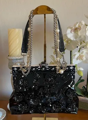 Dolce & Gabbana VANDA Crystal Beaded Bag Black NWOT thumbnail 1