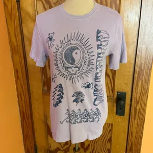 Grateful Dead Junk Food Pink Graphic Tee Distressed Skull Yin Yang Shirt Size S thumbnail 8
