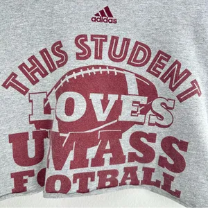 Adidas University of Massachusetts UMASS distressed cropped off the shoulder top thumbnail 2