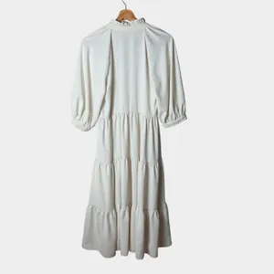 Amanda Uprichard Saffron Ivory Tiered Midi‎ Dress Ruffle Neck Small Coastal thumbnail 7