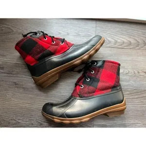 Sperry Buffalo‎ Plaid Duck Boots Red Black Waterproof Winter Ankle Boots thumbnail 7