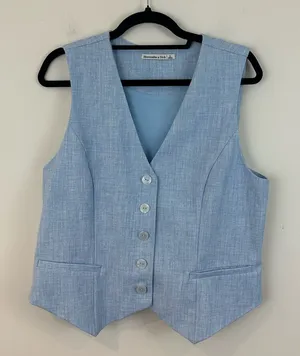 Abercrombie & Fitch Light Blue Mara Tailored Vest Button Front Size Large thumbnail 1