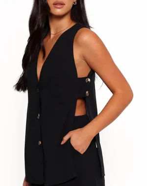 Petal & Pup Miller Sleeveless Tank Open Side Shirt Cotton Black‎ Size XS thumbnail 1