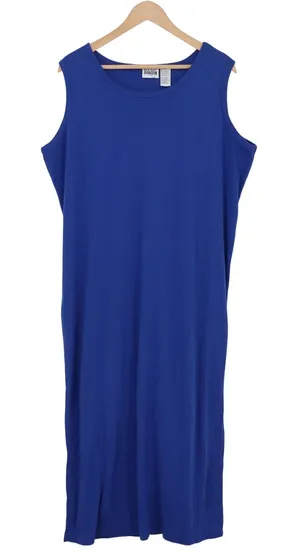 Basic Editions Plus Dress Womens 1X Maxi Blue Sleeveless Knit Casual Excellent thumbnail 1