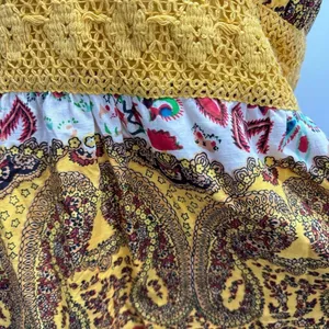 Daytrip Slip Dress Multicolored Boho Paisley Crochet Waistband Spaghetti Straps thumbnail 6