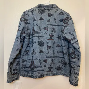 Vintage Chico’s Design‎ 90s Boho Embroidered & Beaded Blue Denim Jacket Size M thumbnail 8