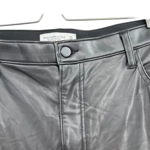 Abercrombie Vegan Leather Ankle Straight Pant Ultra High Rise Black Size 34‎ 18S thumbnail 5