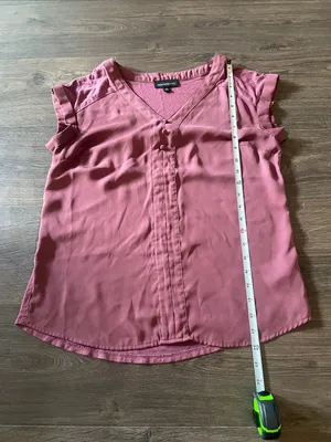 Fortune + Ivy Dusty Rose V-Neck Cap Sleeve Blouse, Size Small thumbnail 4