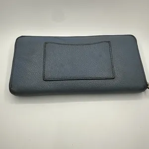 Michael Kors Jet Set Travel Zip Around Continental Wallet Blue Pebbled Leather thumbnail 6