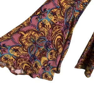 Free People Paisley Bell Sleeve Mini Dress Yellow Purple Boho Retro Size 4‎ thumbnail 6