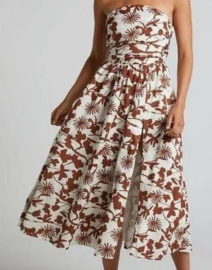 Showpo Evita Midi Dress - Ruched High Split Strapless Dress thumbnail 1
