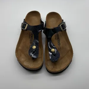Birkenstock Gizeh Galaxy Black Glitter Patent Leather Sandals Womens 39 L8 M6 thumbnail 7