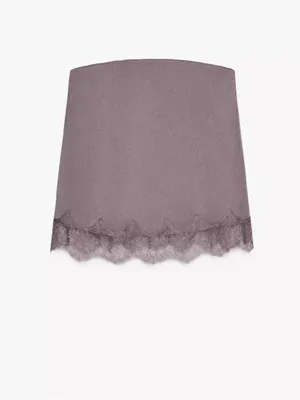 Zara Silky Lace Trim Strapless top in Dusty Mauve Size Large thumbnail 9