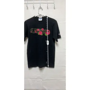 Champion Womens Small Black Graphic T-Shirt Rose Floral Logo Crew Neck‎ Tee thumbnail 6