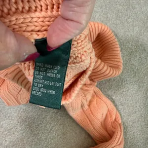 Lauren Ralph Lauren Womens Cotton Sweater L Peach Cable Knit Turtleneck‎ Chunky thumbnail 3