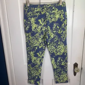 Soft Surroundings Elisabetta Blue Green Floral Gold Detail Pants W-045 Sz XS thumbnail 6