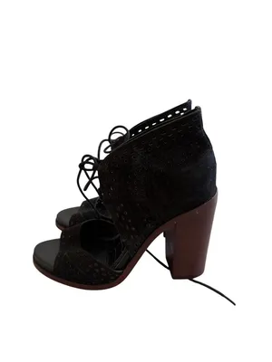 GIANNI BINI Black Laceup Peeptoe Heels Size 7 thumbnail 6