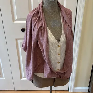 Lululemon Vinyasa heathered auburn convertible snap layering scarf or shawl thumbnail 5