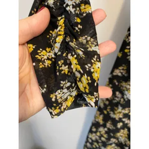 AFRM Tezza Black & Yellow Floral Ruched Mesh Midi Long Sleeves Dress Womens XS thumbnail 5