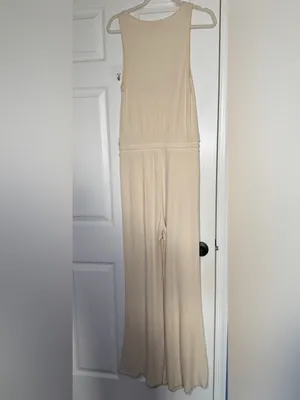 Beyond Yoga Ribbed V-Neck Wide-Leg Jumpsuit in Pale Yellow Cream Small thumbnail 4