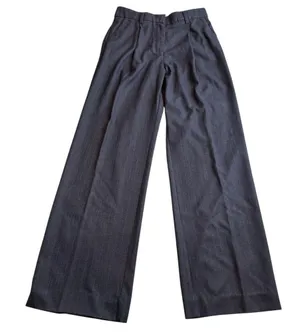 Reformation Size 6 Wide Leg Trouser Pants Charcoal Black Pinstripe Academia Work thumbnail 2