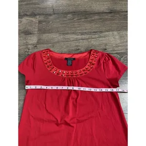 Womens‎ Jonden Short Sleeve Jewel Neck Satin Bottom Short Sleeve Red Size S thumbnail 4