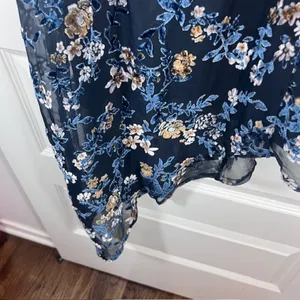Lulus Blue Floral Asymmetrical Hem Slip Dress Size M thumbnail 5