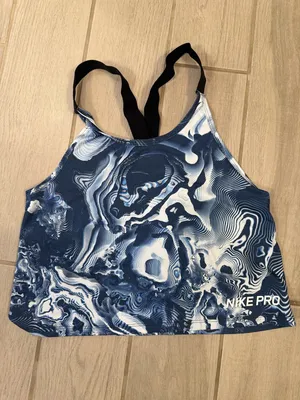 Nike Pro Blue Marble Performance Crop Top thumbnail 3