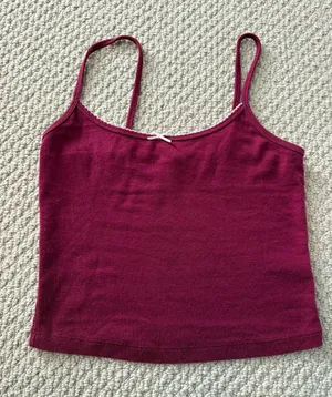 Garage Size Small Women's Burgundy Spaghetti Strap Tank Top thumbnail 1