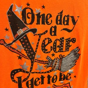 Vintage Y2K One Day I Get To Be Me Glitter Graphic Witch Witchy Halloween Tee XL thumbnail 2