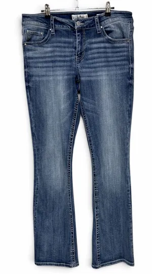 Buckle Daytrip Virgo Bootcut Jeans Mid Rise Curvy Embellished Pockets 32 LONG thumbnail 1