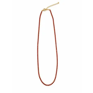 Tennis Necklace 17in Gold Ruby Red Rhinestone Sparkly Lobster Clasp thumbnail 2