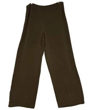 VTG Jones NY 16 Silk Wide Leg Trousers Brown High Rise Career Work Professional thumbnail 1