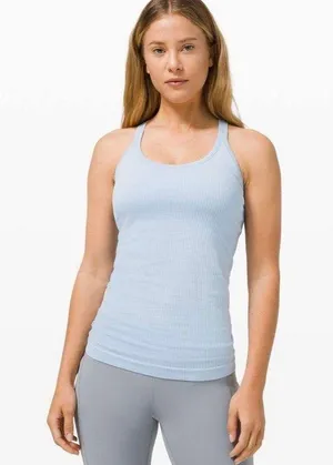 Lululemon NWT Ebb To Street Tank Top Size 12 - Blue Linen thumbnail 1