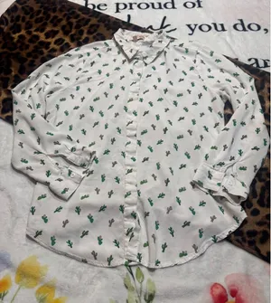Per Se white button-down Western shirt with cactus print  Size XL thumbnail 1