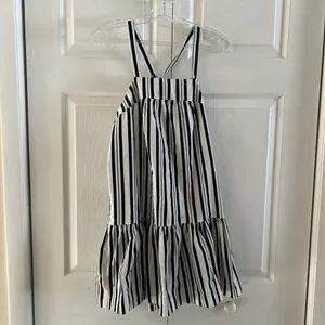 Urban Outfitters Alice Ritter & Size M Anais Drop Waist Stripe Mini Dress‎ White/Black thumbnail 6