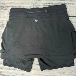 ATHLETA 2 in 1 Contender Skort Black Compression Short Liner Skirt Small thumbnail 2