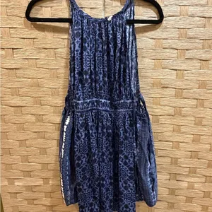 Free People Mid Summers Day Tunic Dress Side Tie Bluebell Blue Combo Size M thumbnail 2