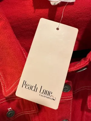 Peach Love Button-Down Red Denim Romper thumbnail 4