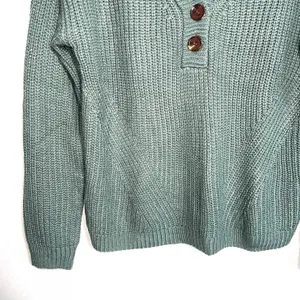 Maurices Teal Green Button V-neck Knit Henley Sweater thumbnail 4