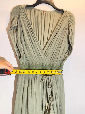 Free People Devon Ivory Black Embroidered High Slit Faux Wrap Maxi Dress S thumbnail 6