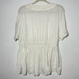 Lucky Brand White Embroidered Tassel‎ Tie Square Neck Peasant Tunic Top Medium thumbnail 2