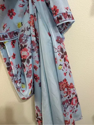 Vera Wang Light Blue Floral Dress thumbnail 4