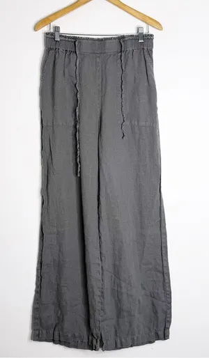 Michael Stars 100% Linen Wide Leg Pull-On Pants Gray Size M thumbnail 1