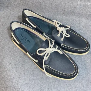 Sperry Top Sider Boat Deck Shoes Womens 9.5 M Blue Green Canvas Upper Leather thumbnail 1