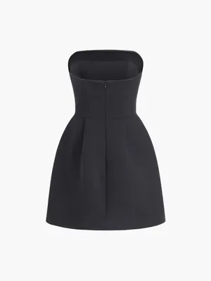 Strapless Black Solid Tube Mini Dress Size XS thumbnail 5