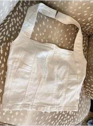 Denim halter top White thumbnail 1