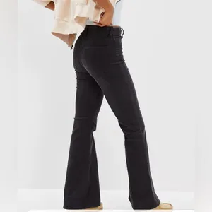 American Eagle Stretch Corduroy Super High-Waisted Flare Pant in Night Time Navy thumbnail 2