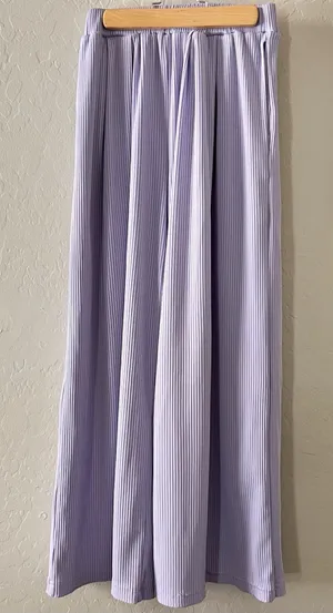 Ekouaer Lavender Ribbed Wide Leg Pants thumbnail 1